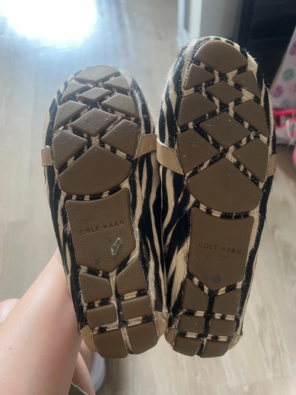 Cole Haan Kids Zebra-Print Moccasins with Tan Trim